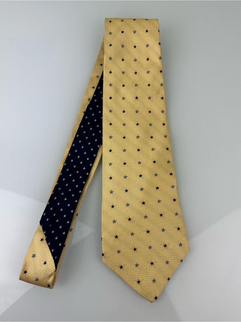 Tommy Hilfiger Men's Yellow Star Pattern Silk Tie Preppy Business Formal